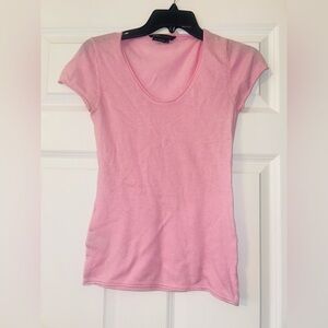 BCBG MAX AZRIA Pink Short Sleeve Top Shirt Y2K Knit Medium